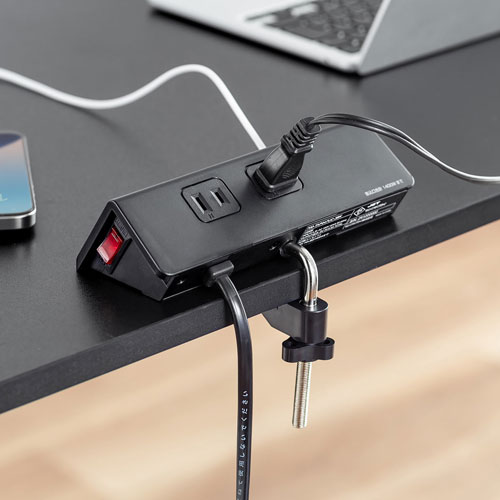 サンワサプライ 電源タップ USB充電 AC4個口 USB-C搭載 USB-A搭載 一括集中スイッチ 3m クランプ固定 ブラック