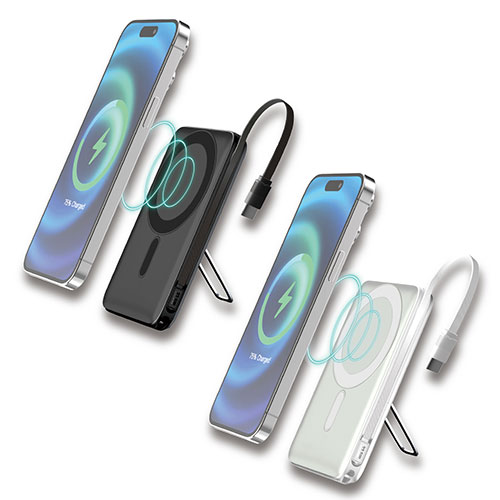 エアージェイ 準固体安全モバイルバッテリー10000mAh マグセーフ、スタンド、インジケータ付