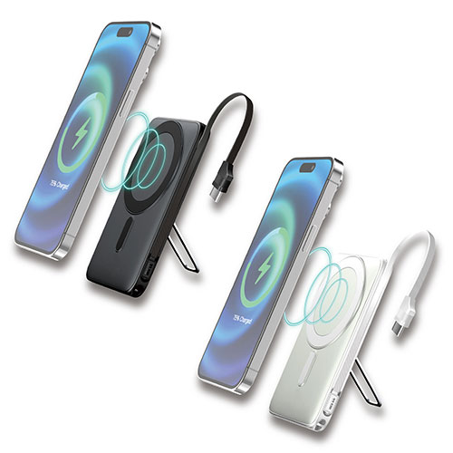 エアージェイ 準固体安全モバイルバッテリー5000mAh マグセーフ、スタンド、インジケータ付