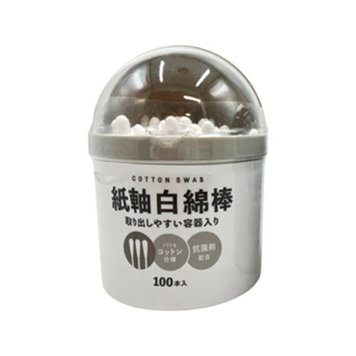 紙軸白綿棒100本 容器入り