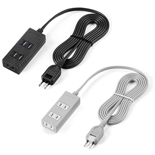 サンワサプライ 電源タップ 3個口 2P 2m マグネット 雷ガード シャッター スイングプラグ トラッキング予防