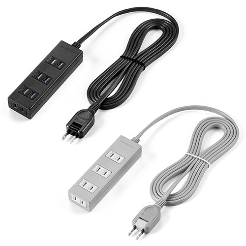 サンワサプライ 電源タップ 4個口 2P 2m マグネット 雷ガード シャッター スイングプラグ トラッキング予防
