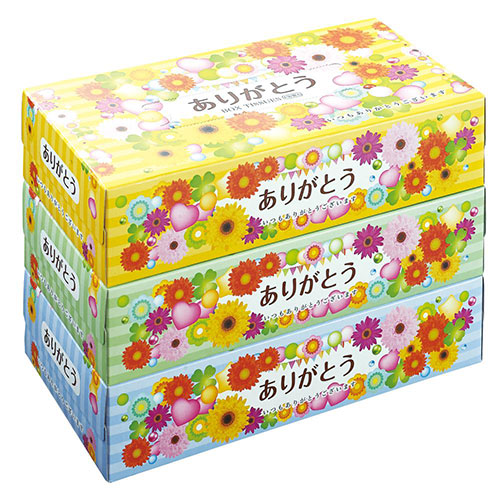 ありがとうBOXティッシュ150W3個組